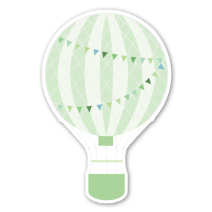 Pastel green hot air ballon stickers