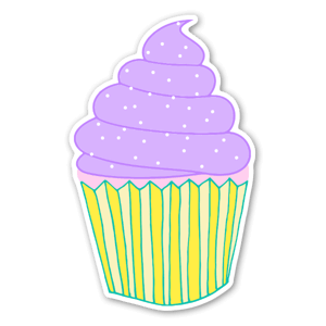 Yummy cupcake sticker, perfect to add a custom touch for a birthday party