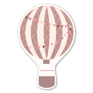 Pastel red hot air ballon stickers