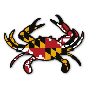 A Maryland flag crab sticker.