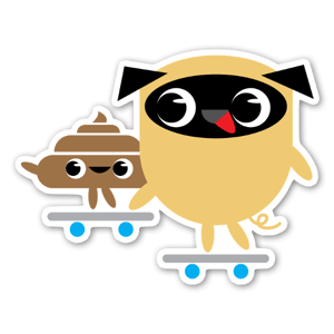 "Pug & Poo" Skateboarding created by Rick Hill Studio