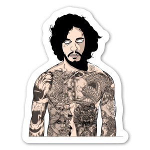 A man fully tattooed. my own custom illustration. High quality sticker!