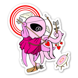 Red Cupid Squid sticker