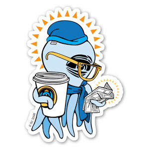 Blue Coffee Squid Sticker is here!

Fade-resistant, all weather glossy- coated vinyl sticker makes for a long lasting and colorful additio