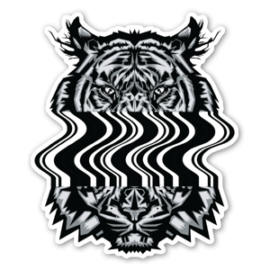 A distorted tiger sticker