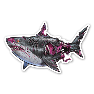 As if sharks weren't scary enough already!
1 of 5 ZomBshark designs
collect them all to be the coolest kid in town :)