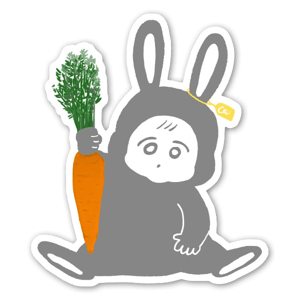 Sticker with a cute rabbit with a carrot