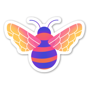 blue, red and yellow bee - sticker.