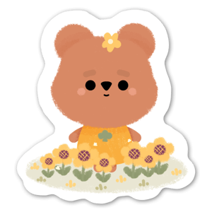 Bear surrounded by flowers sticker.