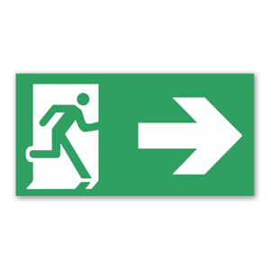 Emergency exit sign for floor, clear and distinct marking.