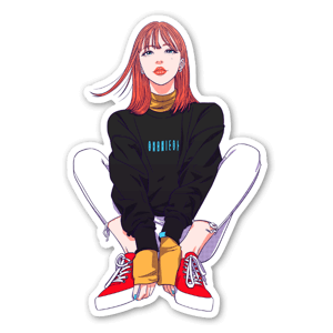 Girl relaxing during a break -sticker