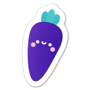 a smiling purple carrot sticker