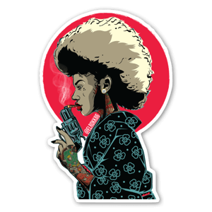 My custom illustration of a samurai afro lady
