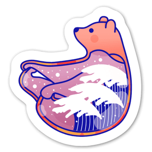 Waves inside a bear sticker