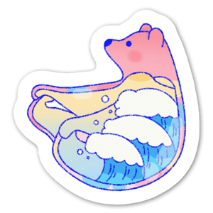 Bear with waves in rainbow colors