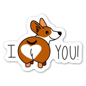 A dog with a heart on the butt - Sticker