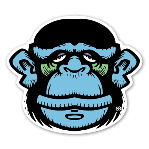 Blue monkey sticker