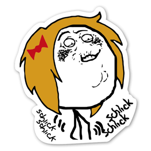 A funny sticker with the fap fap schlick chic rage face