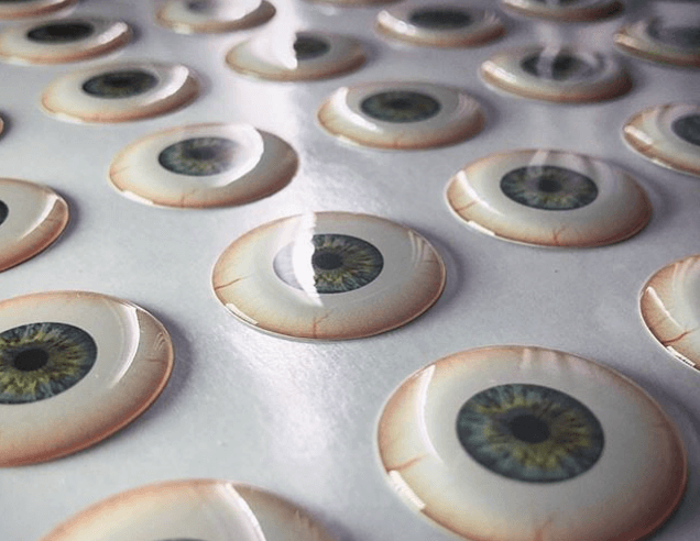 Epoxy stickers with eye ball.