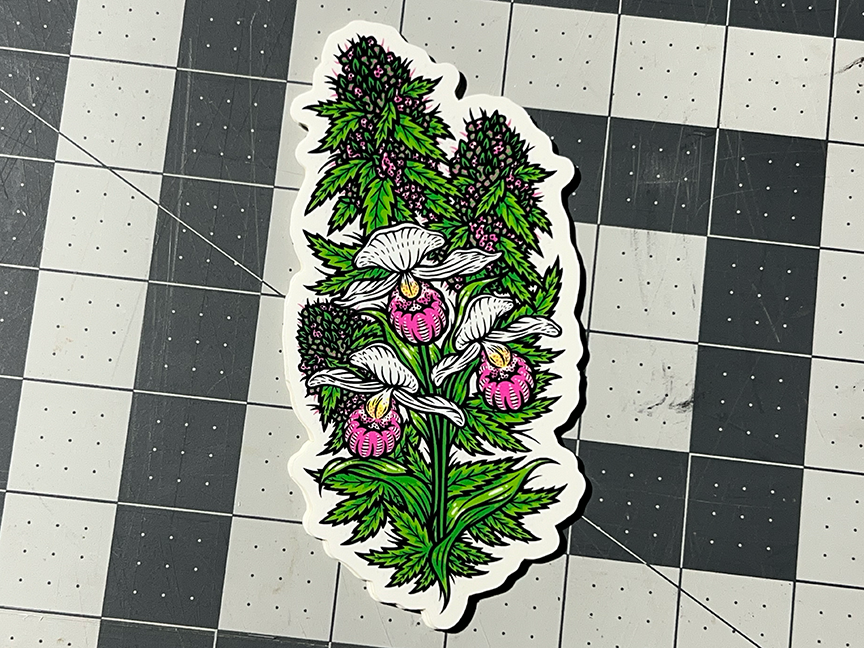 A sticker of a green plant