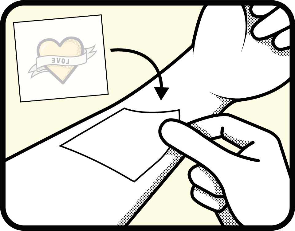 Illustration showing how to apply temporary stickers part 4.